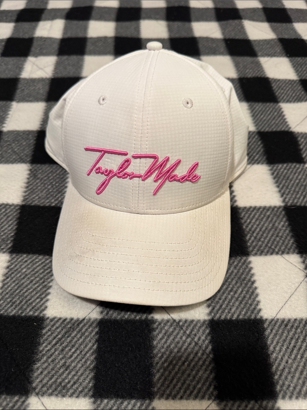 TaylorMade Women's White Cap with Pink Script Logo